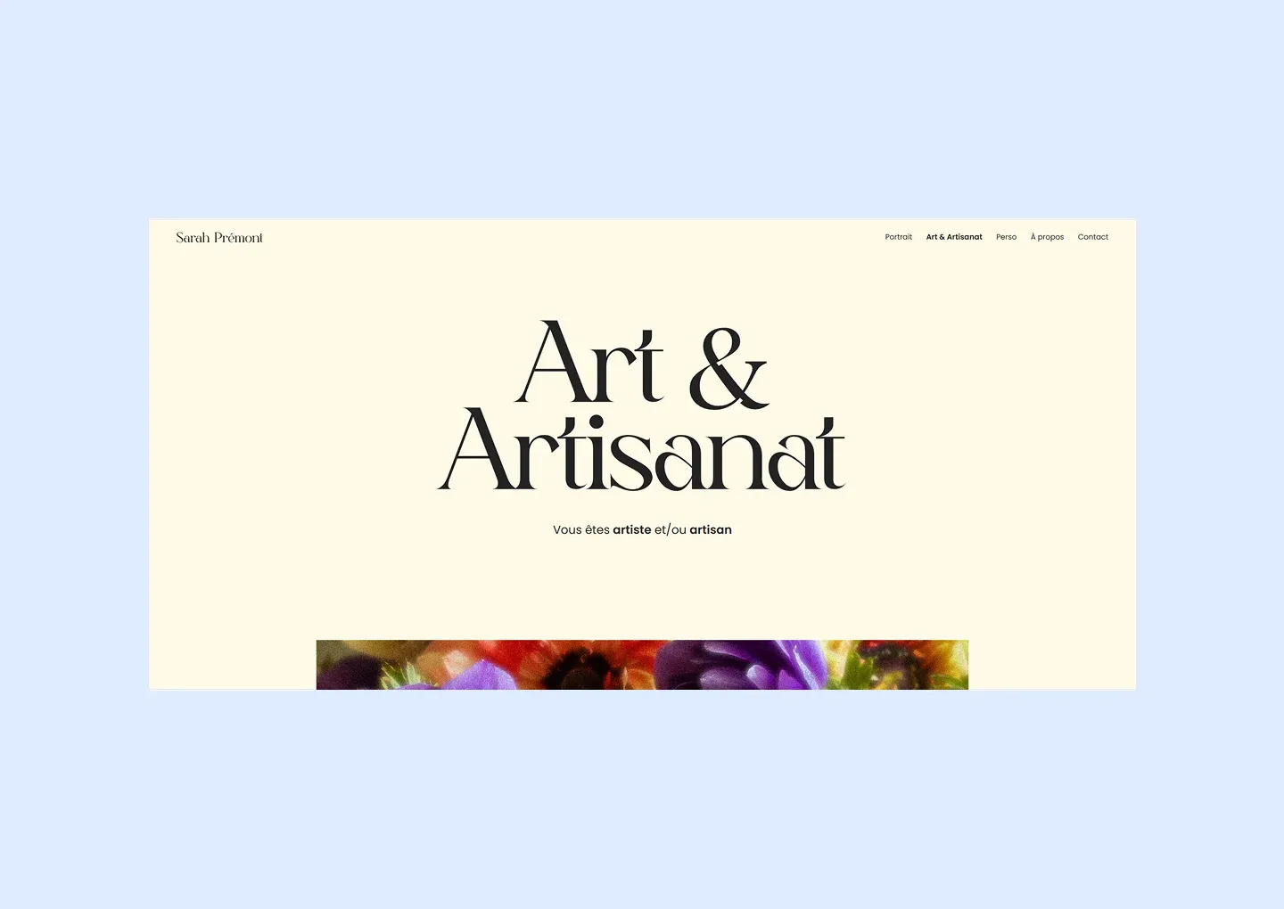 Mise en page de la galerie photo sur le site de Sarah Prémont