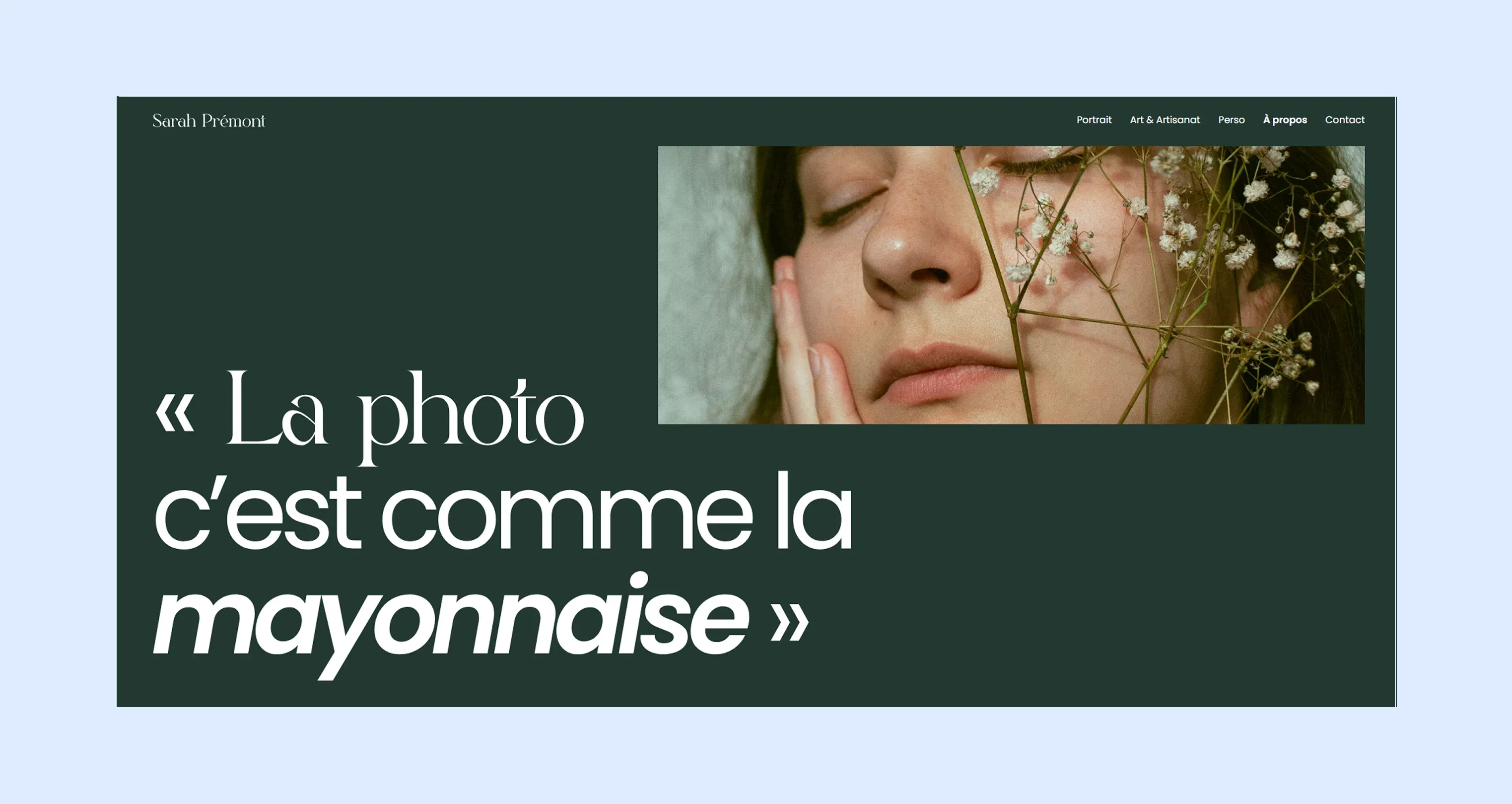 Mockup pleine largeur montrant l'univers visuel de Sarah Prémont