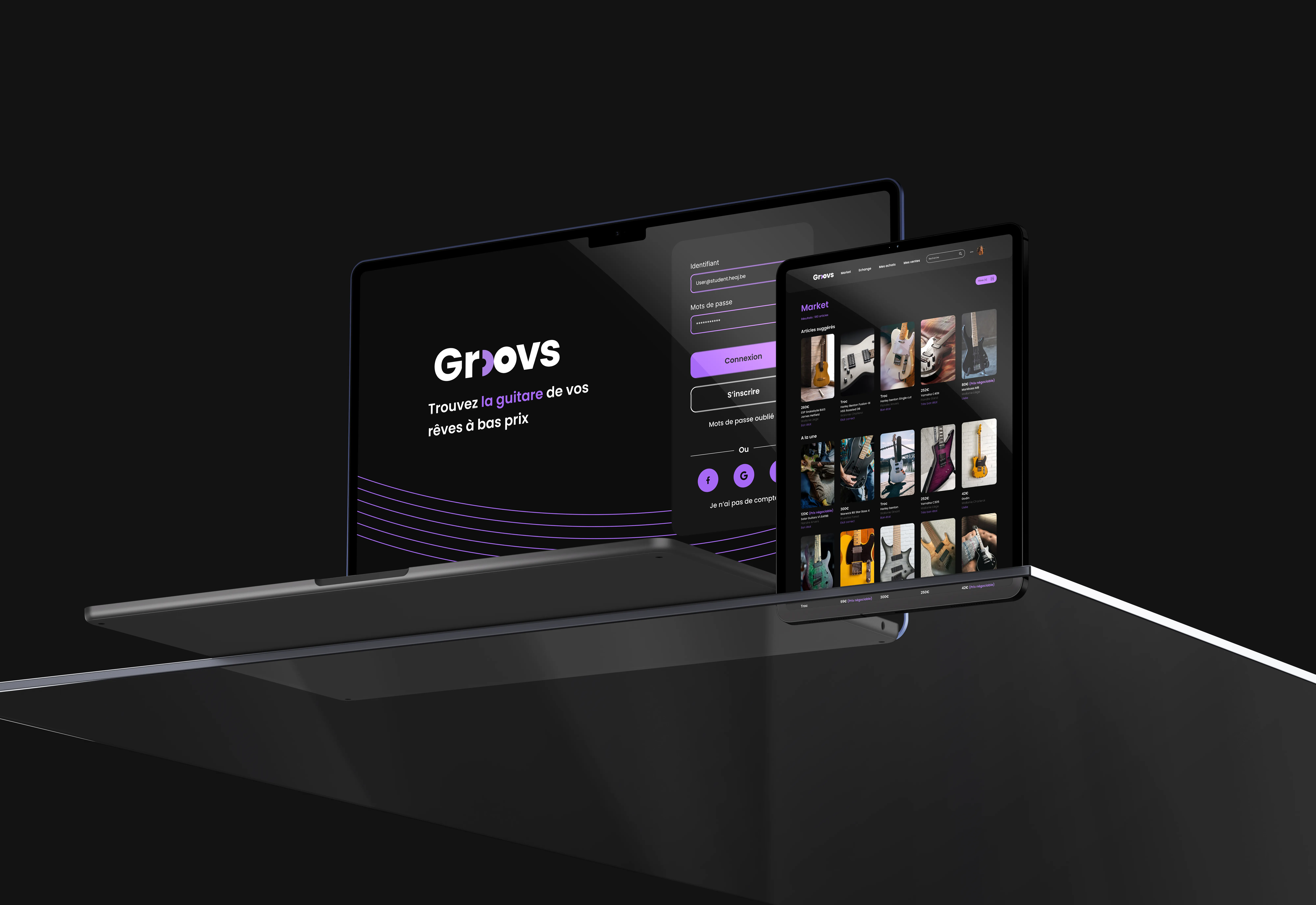 Version desktop de la plateforme Groovs