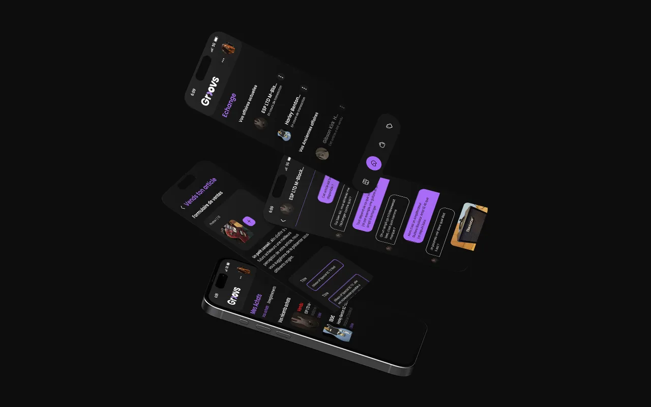 Parcours utilisateur complet sur l'application mobile Groovs