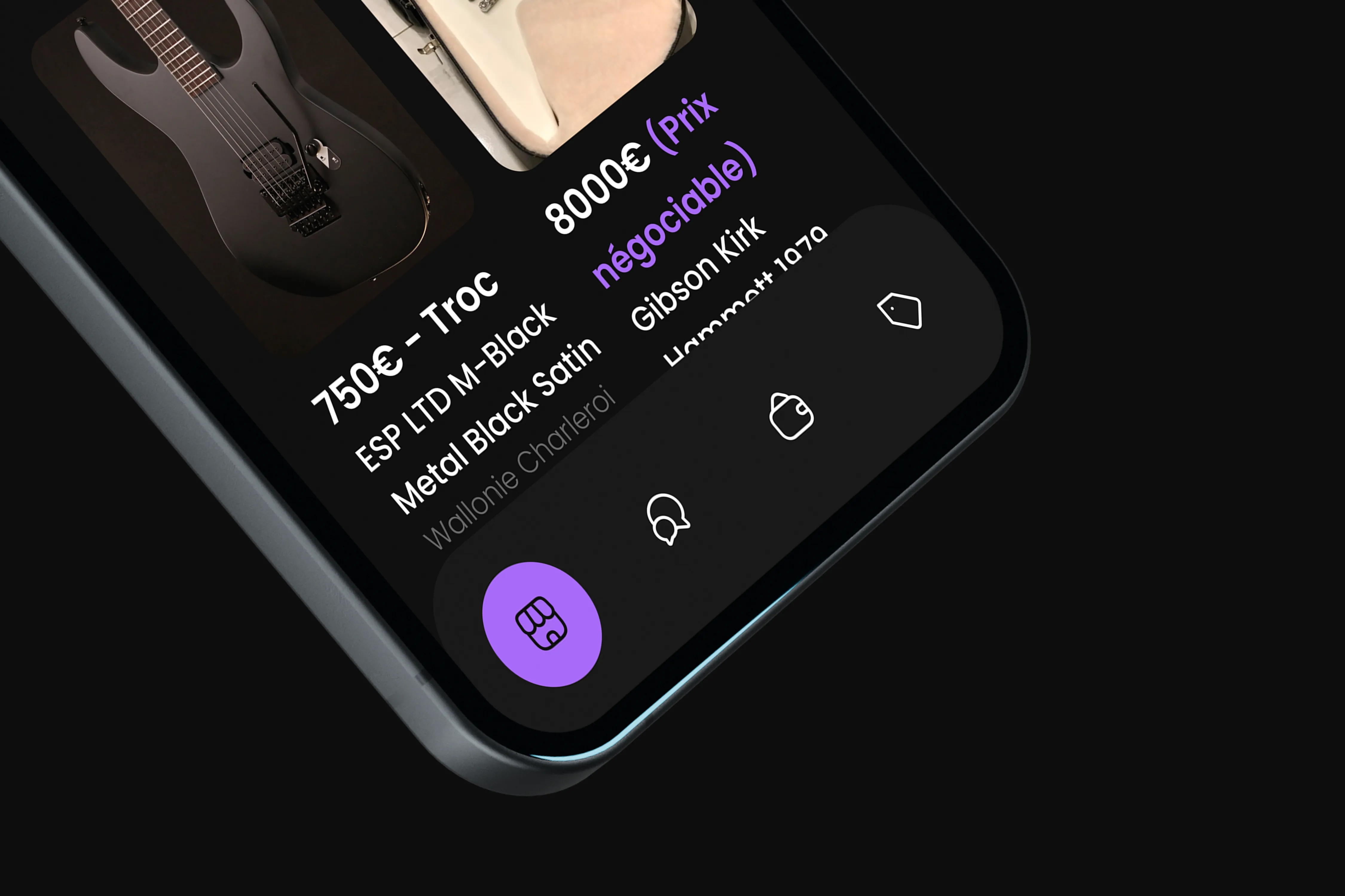 Interface utilisateur montrant la liste des instruments sur Groovs