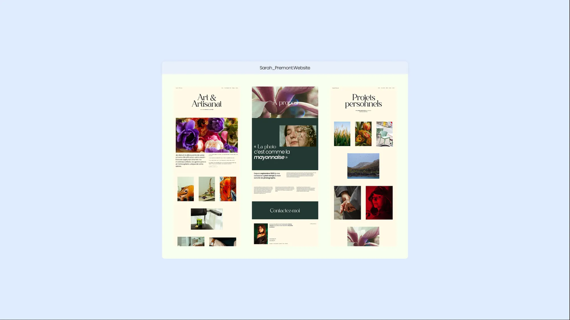 Portrait photographique - Page d'accueil du site de Sarah Prémont
