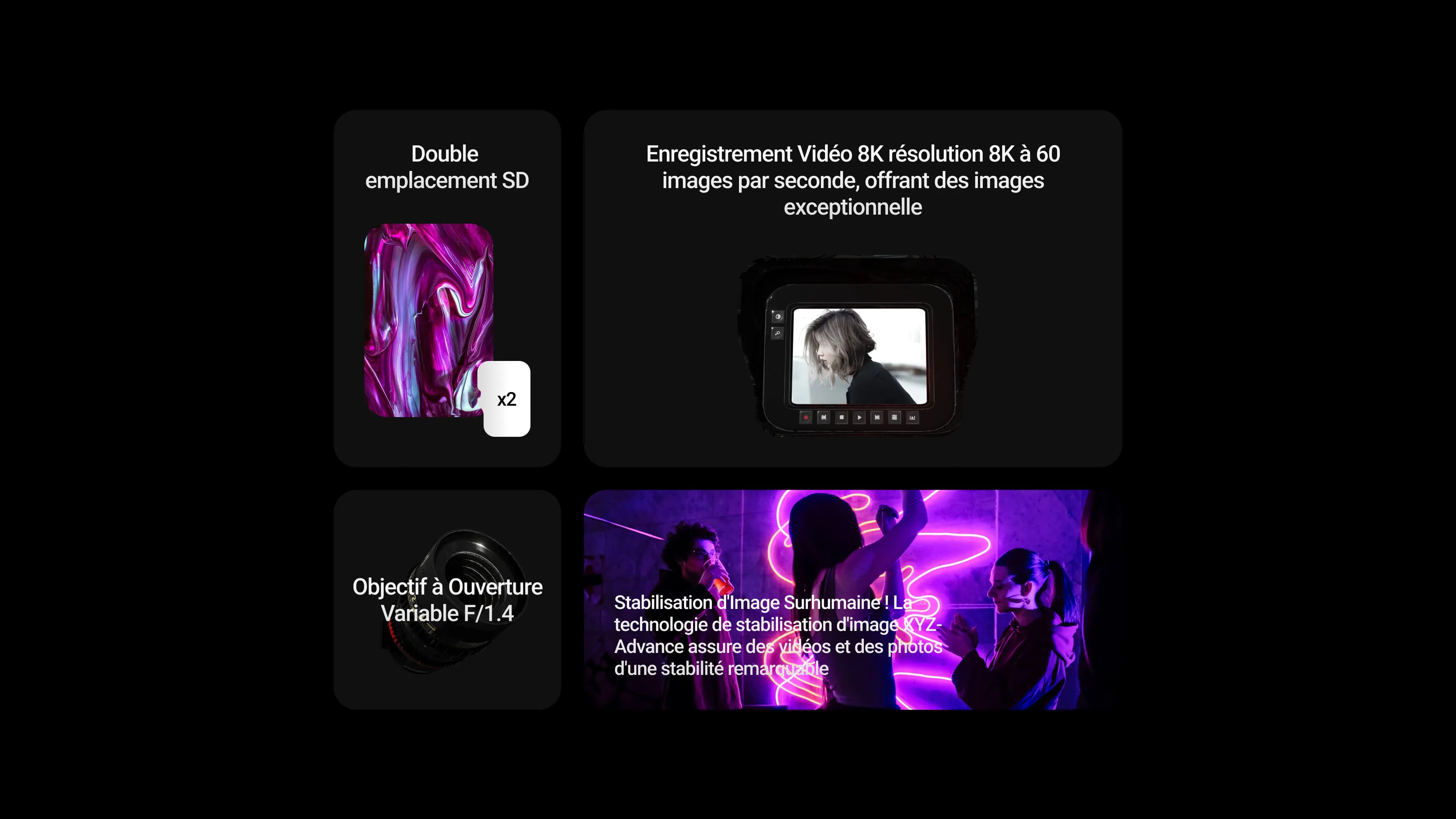 Mockup des contrôles d'exposition et de colorimétrie