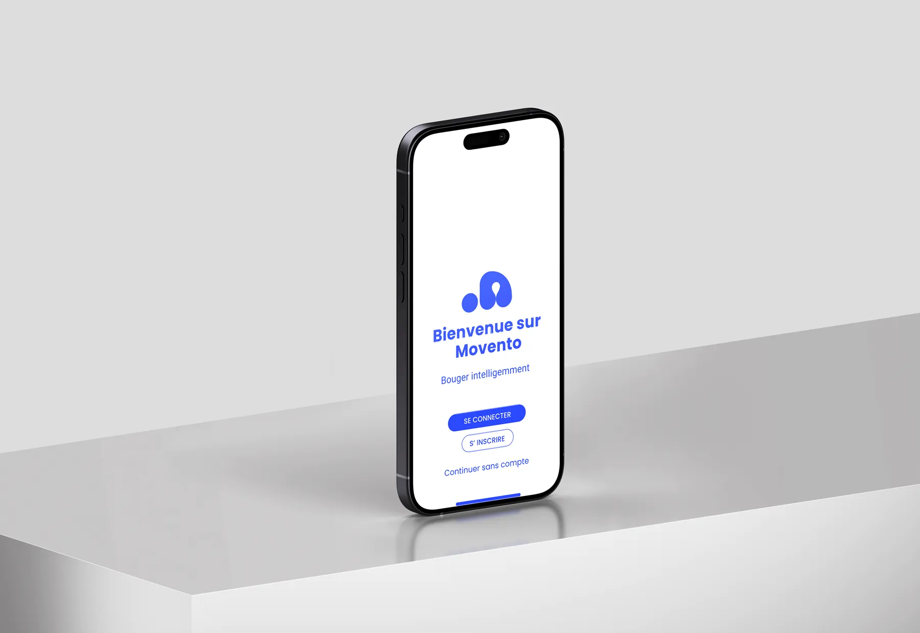 Écran d'accueil de l'application mobile Movento