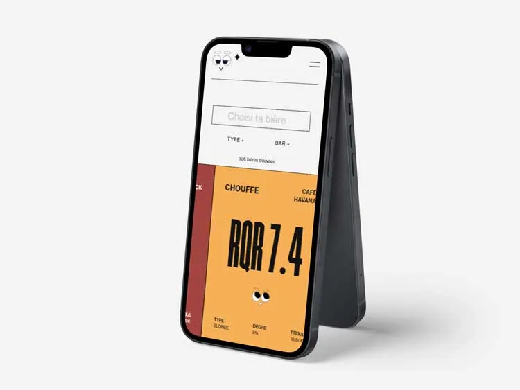 Mockup de l'application RQR sur smartphone